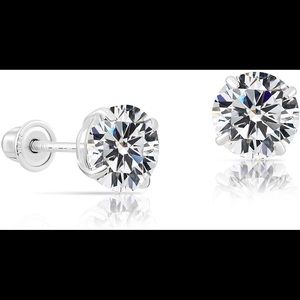 14k White Gold Cubic Zirconia Stud Earrings